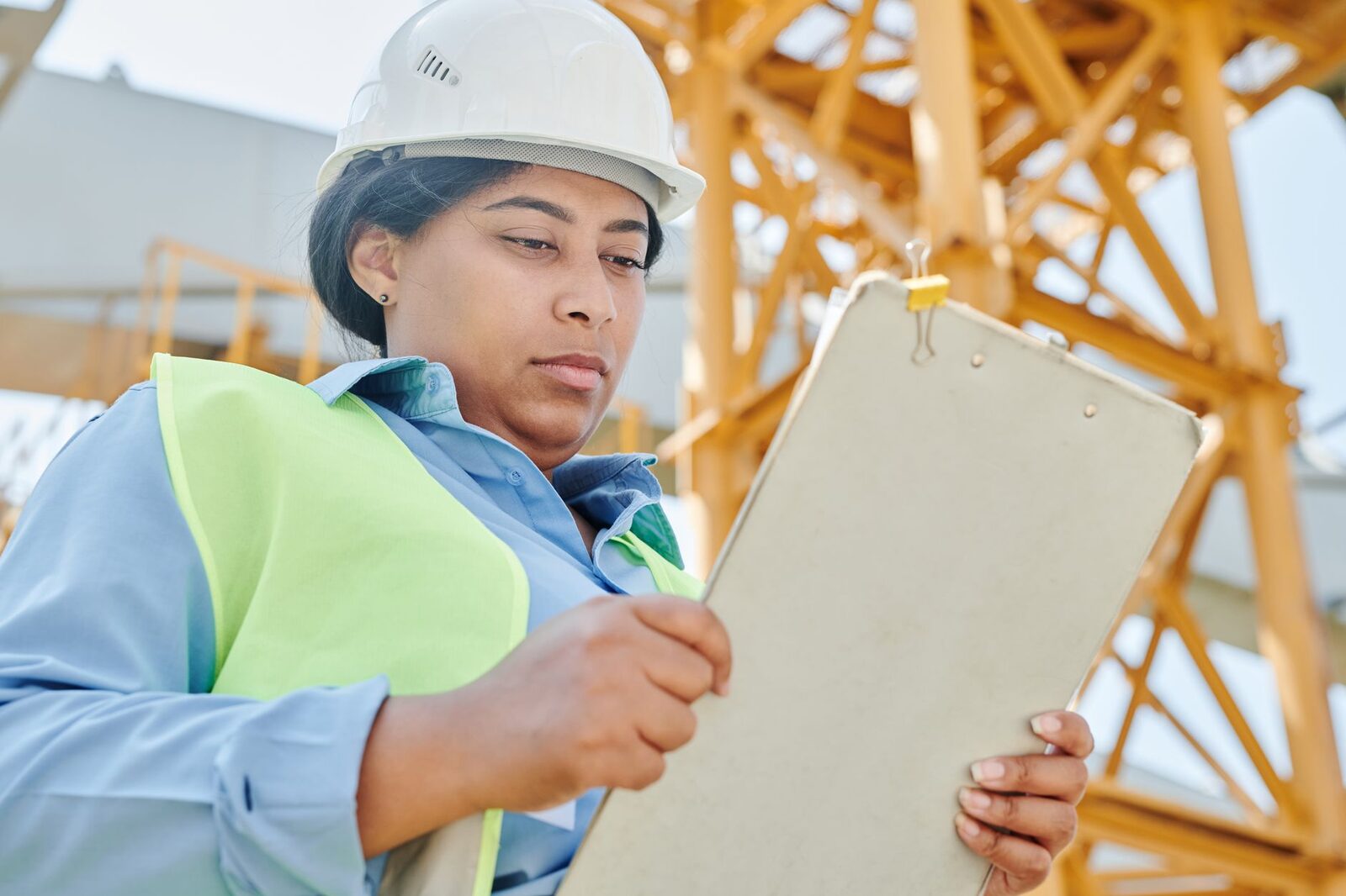Site walkthrough with a checklist on a clipboard